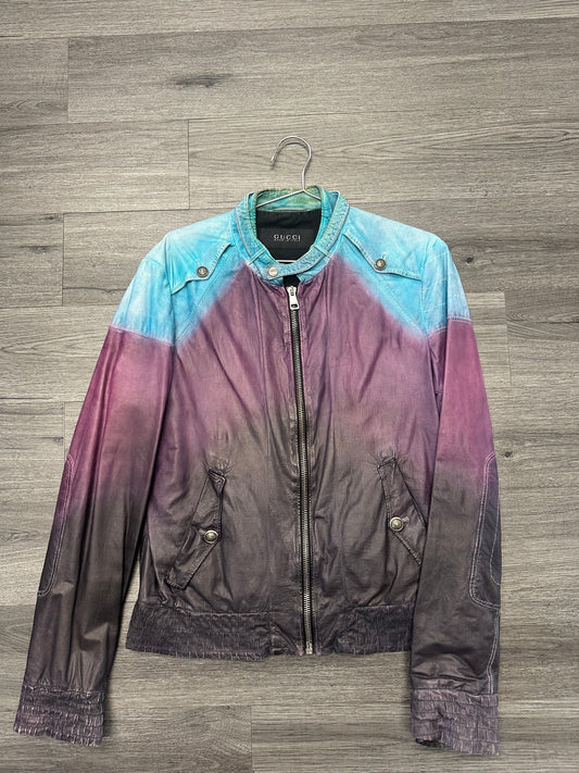 Gucci Lederjacke Leather "Purple/Blue"
