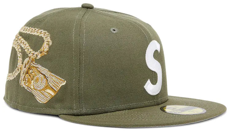 Supreme x New Era Fitted Cap Olive Jesus Piece