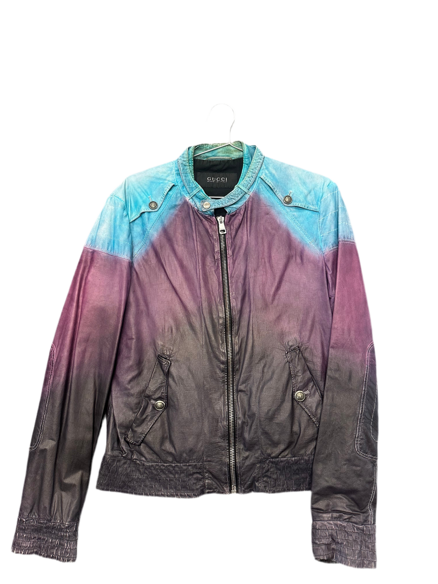 Gucci Lederjacke Leather "Purple/Blue"