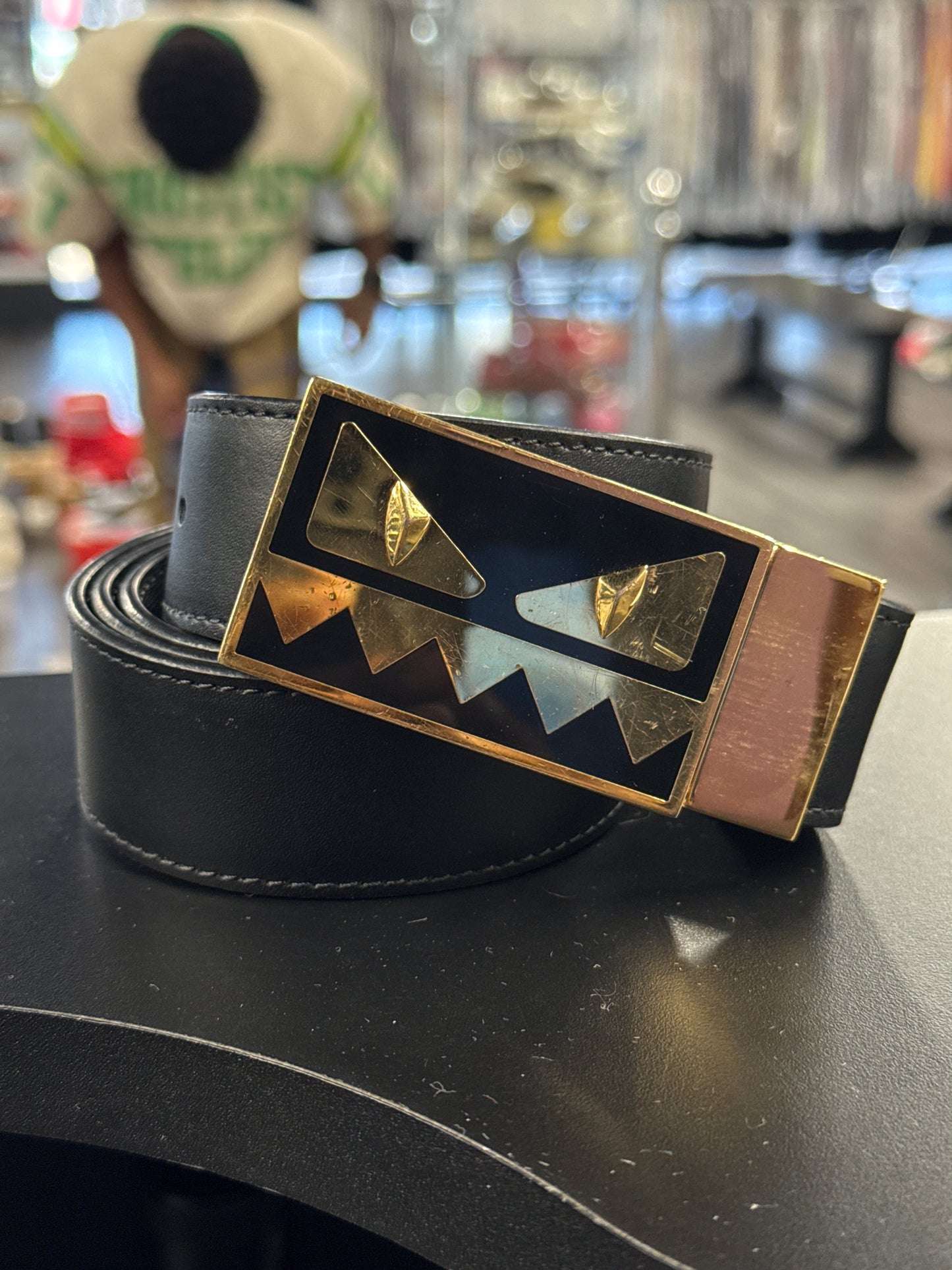 Fendi Monster Reversible Belt “Gold Buckle Black/Grey”