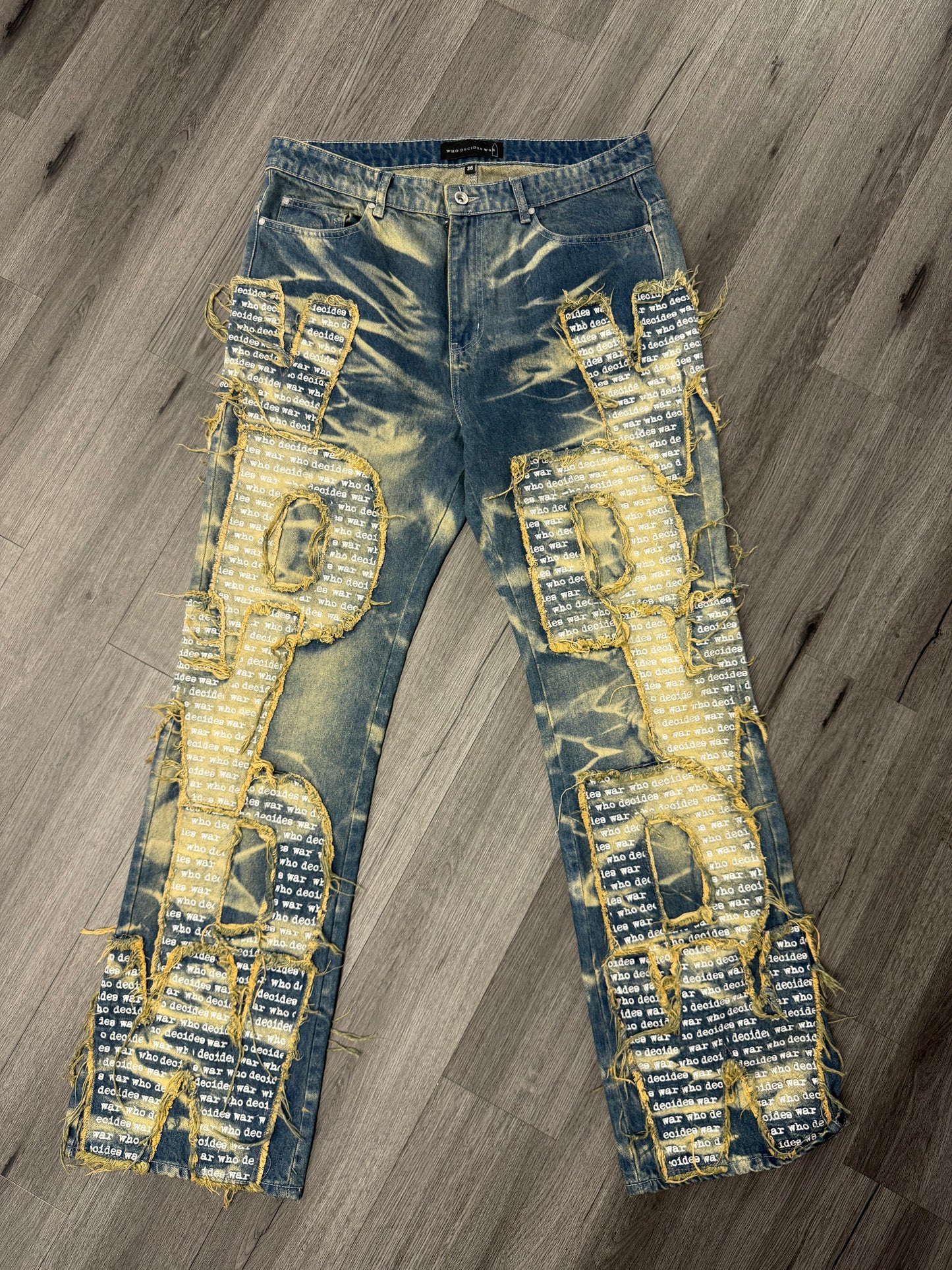 Who Decides War Distressed Patch Work Denim