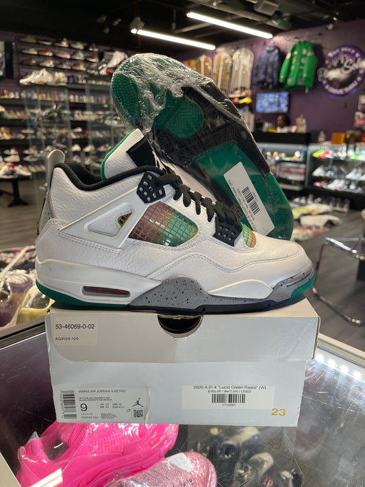 2020 Air Jordan Retro 4 "Lucid Green Rasta" (W)
