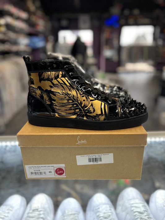 Christian Louboutin Lou Spikes Orlato Flat "Black/Gold"