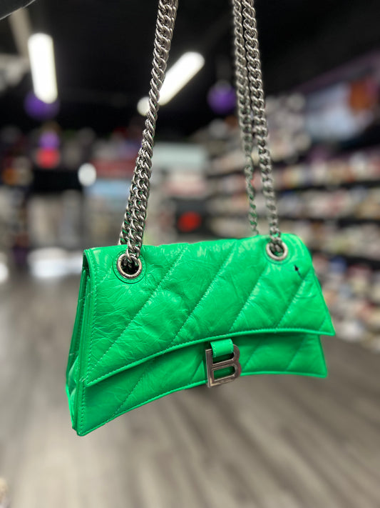 Balenciaga Quilted Crush Chain Purse "Green"