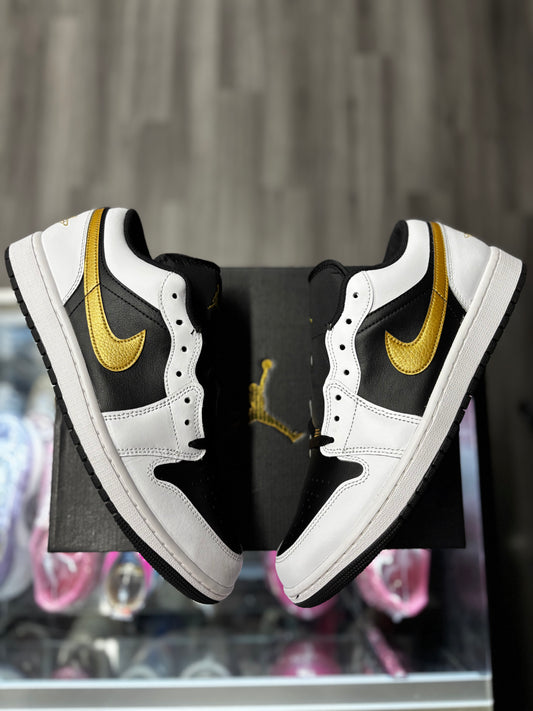 2024 Air Jordan 1 Low "White Black Metallic Gold Swoosh"