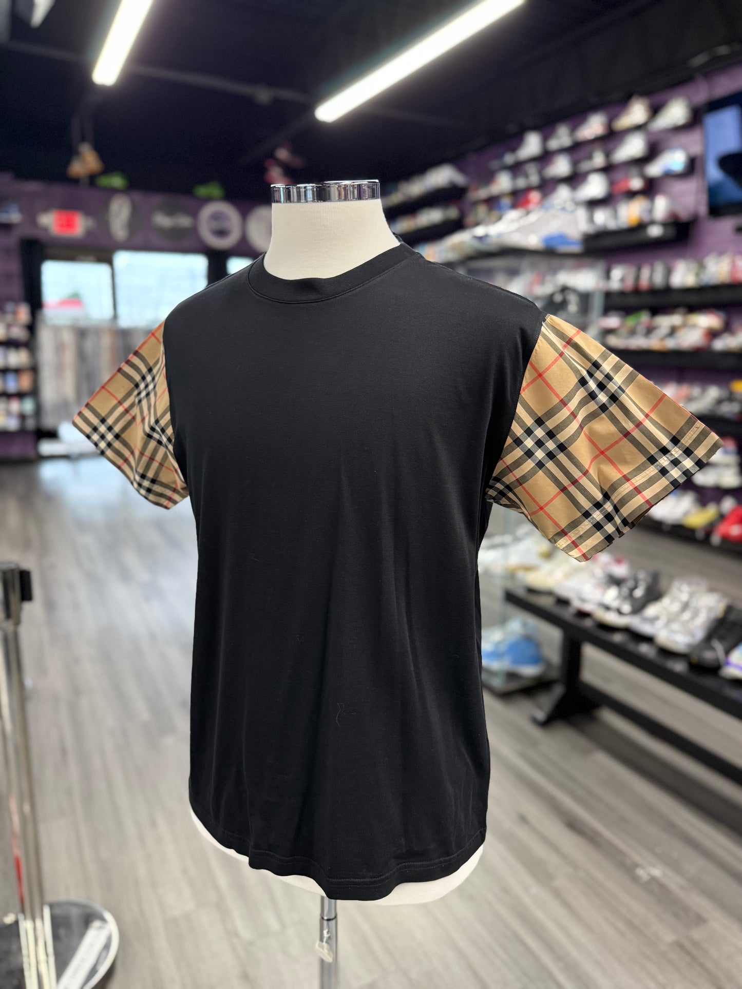 Burberry Tee Plaid Sleeve