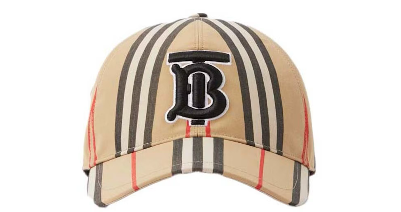 Burberry Vintage CHeck Cotton Monogram Motif Baseball Cap Hat "Beige"