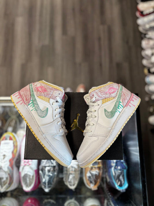 2021 Air Jordan Mid 1 "Paint Drip" (GS)