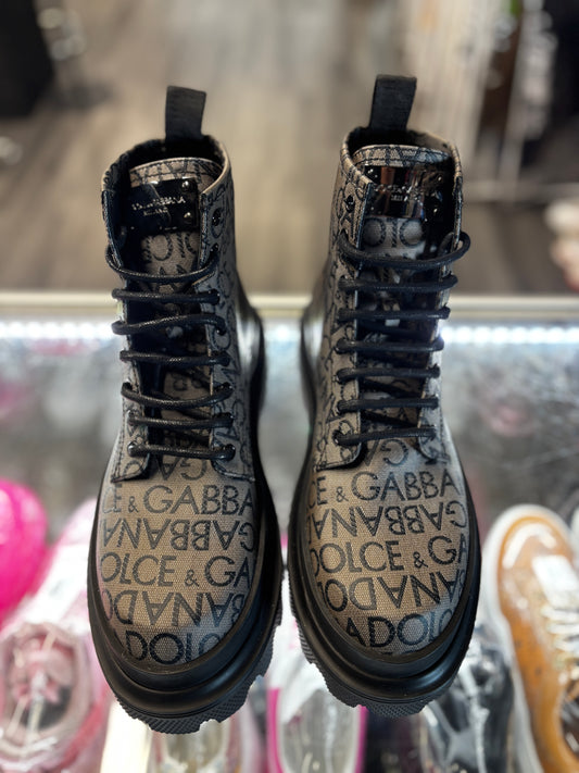 Dolce & Gabbana Combat Boot "Allover Logo"