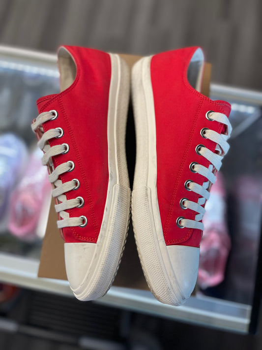 Burberry Gabardine Logo Print Low Sneaker "Red/White"