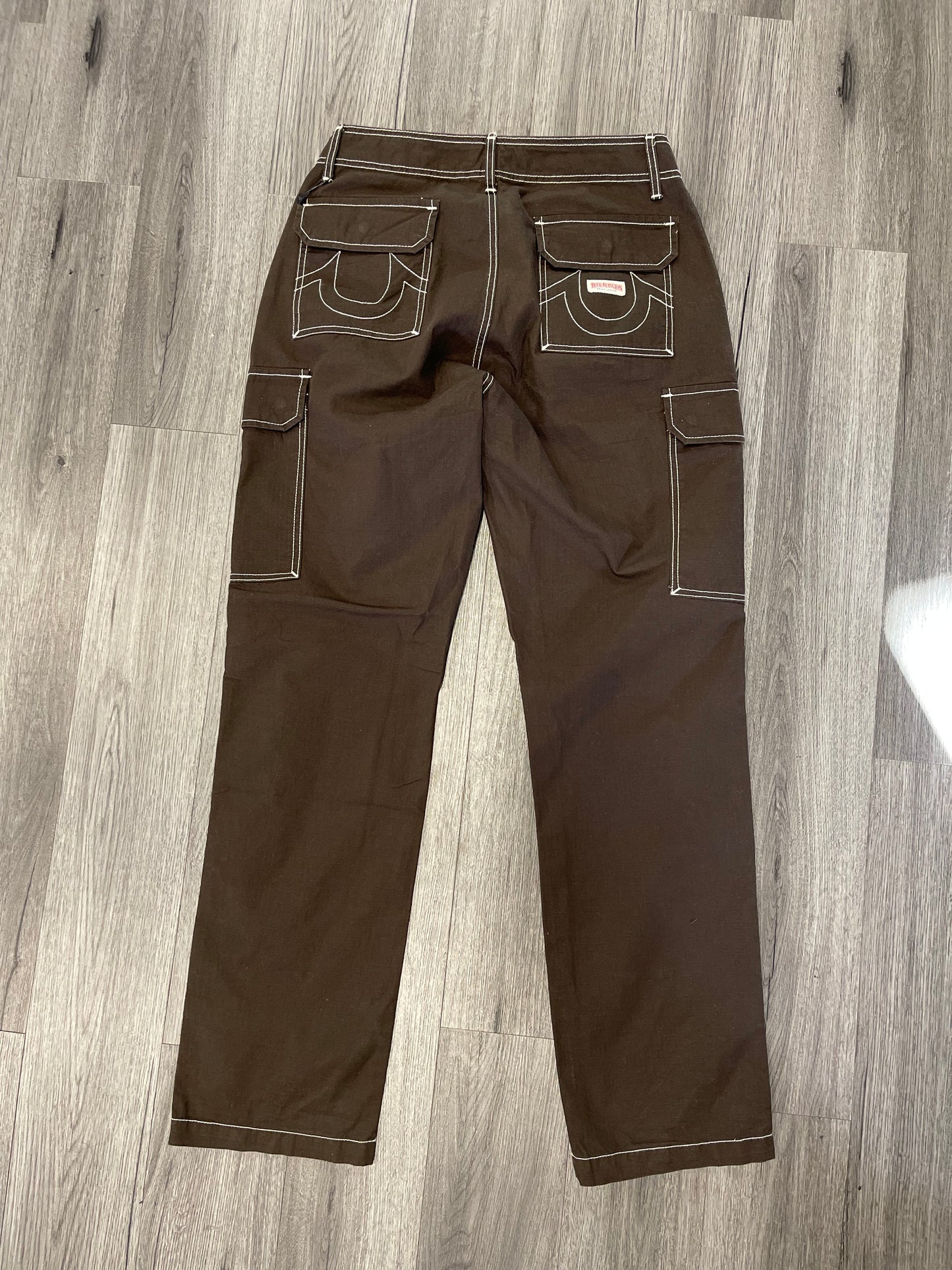 True Religion Pants Dark Brown White Stitch