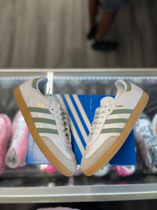 2024 Adidas Samba OG J "Cloud White Silver Green"