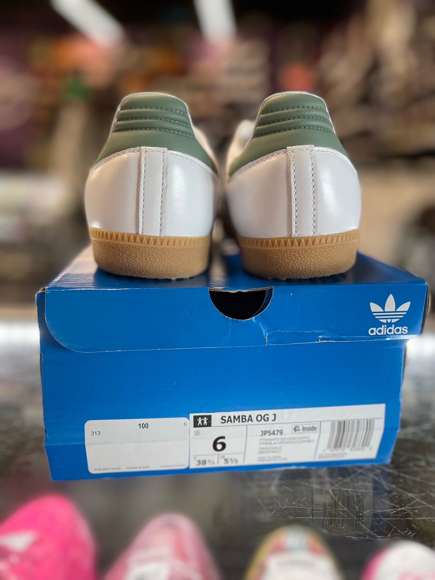 2024 Adidas Samba OG J "Cloud White Silver Green"