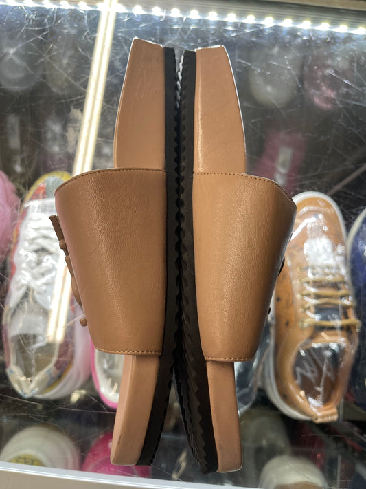 YSL Saint Laurent Joan Logo Slides Sandals Nude