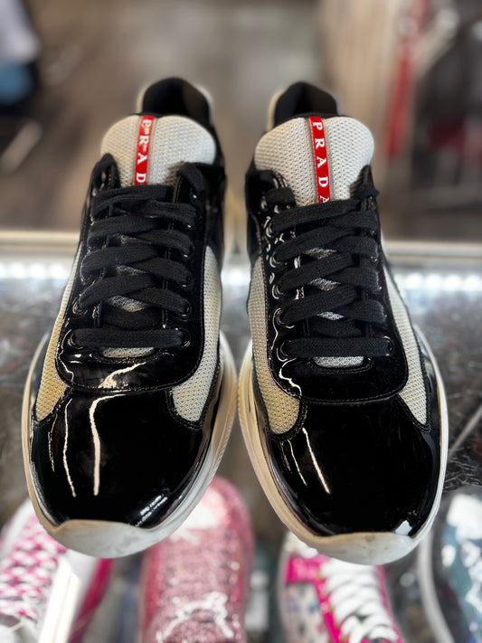 Prada America's Cupe "Black/Grey Patent"