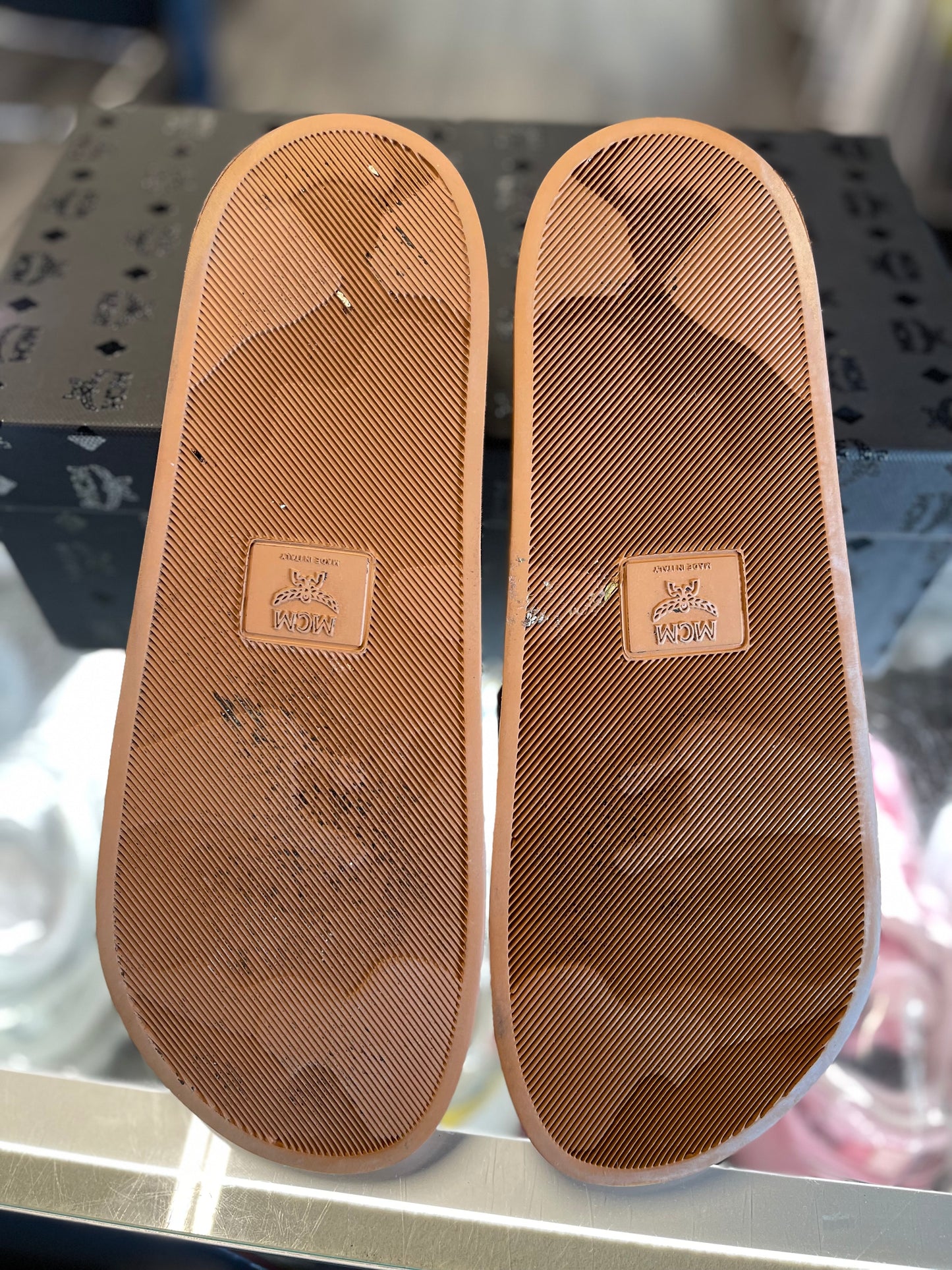 MCM Monogram Slides Brown