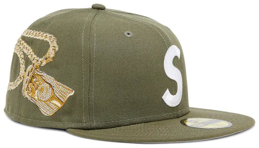 Supreme x New Era Fitted Cap Olive Jesus Piece