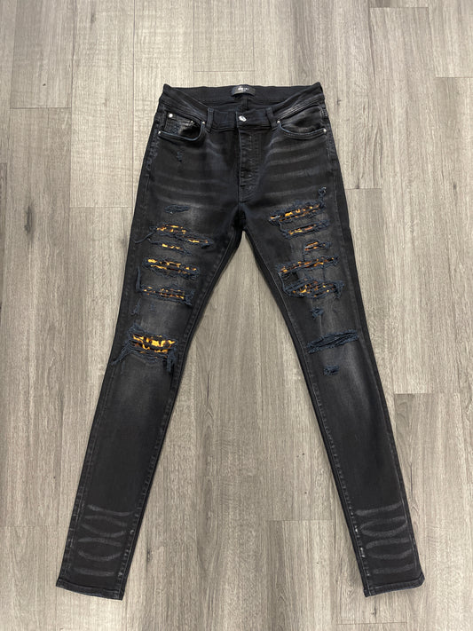 Amiri Skinny Pants "Black Leopard Patch"