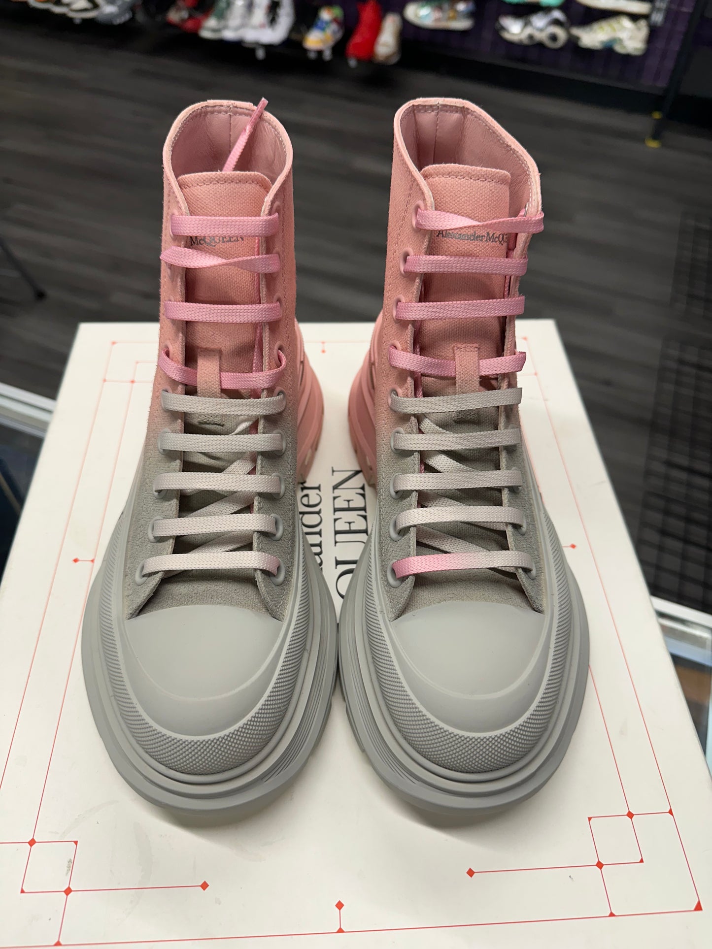 Alexander McQueen Oversized Boot "Pink Ombre Grey"