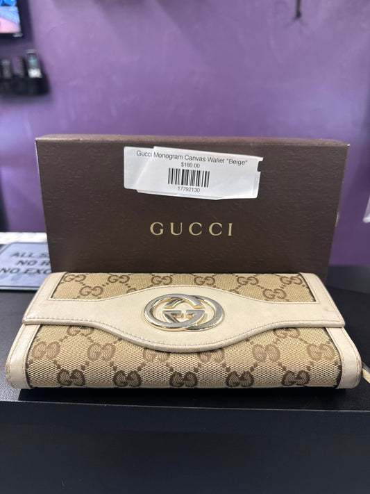 Gucci Monogram Canvas Wallet "Beige"
