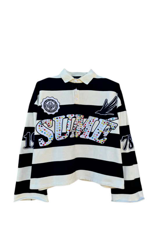Sumé Pearls Cropped Collar "Black/White"