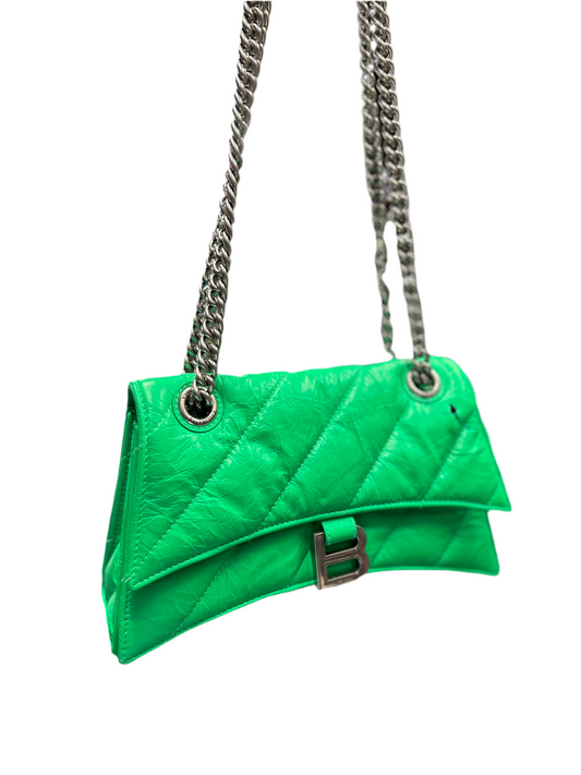 Balenciaga Quilted Crush Chain Purse "Green"