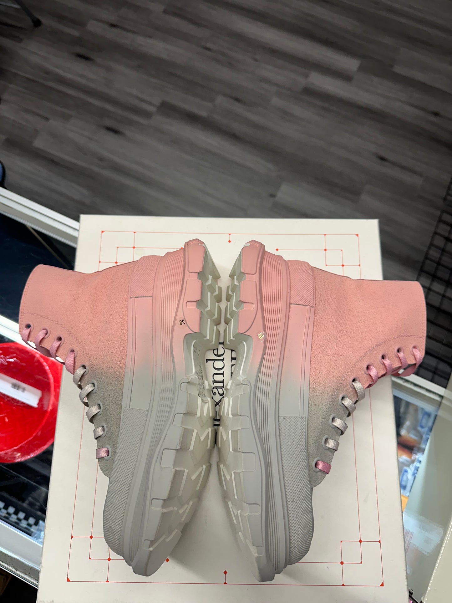Alexander McQueen Oversized Boot "Pink Ombre Grey"