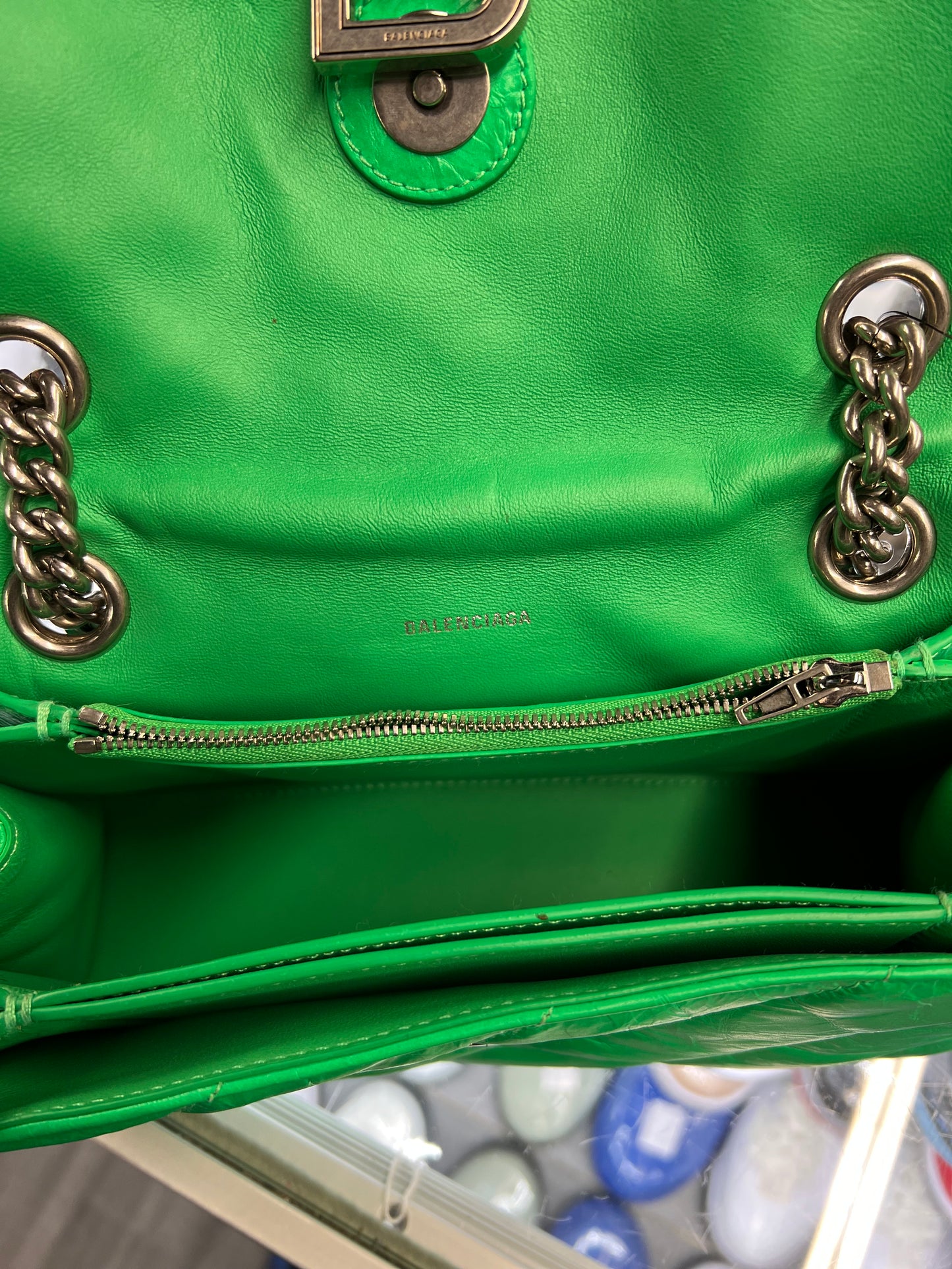Balenciaga Quilted Crush Chain Purse "Green"