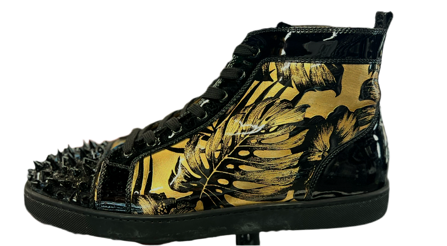 Christian Louboutin Lou Spikes Orlato Flat "Black/Gold"