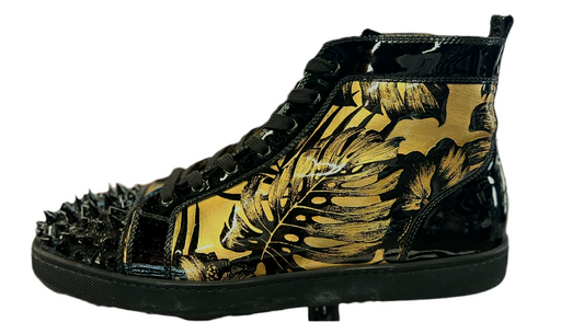 Christian Louboutin Lou Spikes Orlato Flat "Black/Gold"