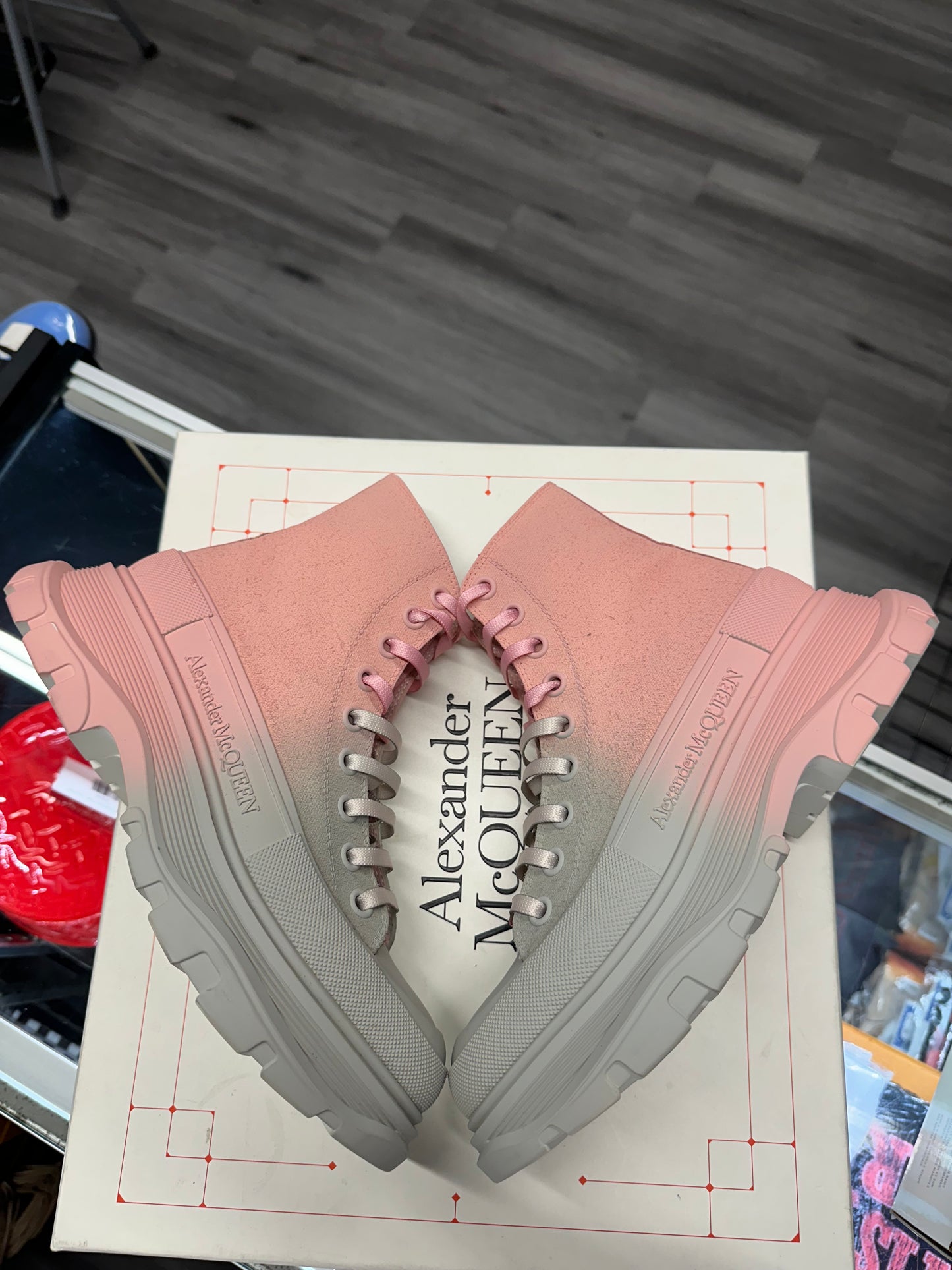 Alexander McQueen Oversized Boot "Pink Ombre Grey"