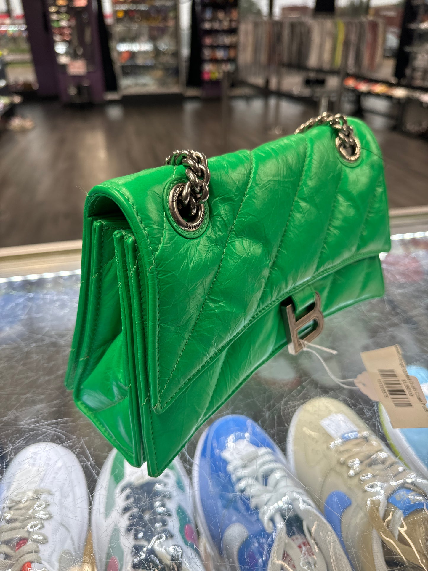 Balenciaga Quilted Crush Chain Purse "Green"