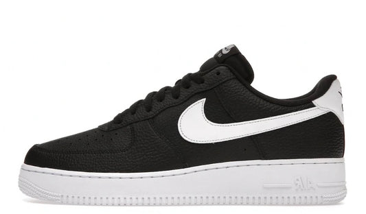 2021 Nike AF1 Low "Black White Pebbled Leather"