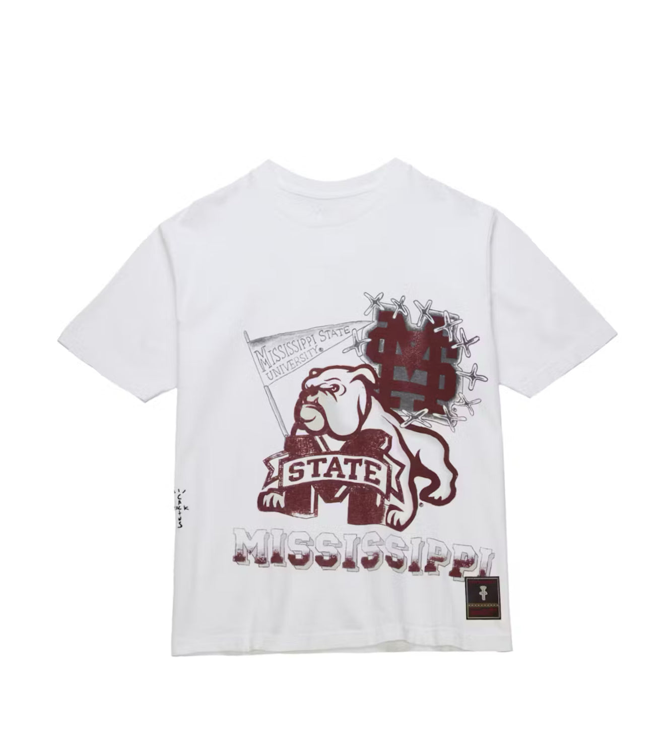 Travis Scott x Mitchell Ness Tee  "Mississippi State Bulldogs Hand Drawn"