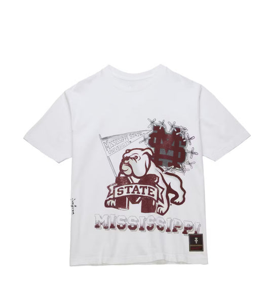 Travis Scott x Mitchell Ness Tee  "Mississippi State Bulldogs Hand Drawn"