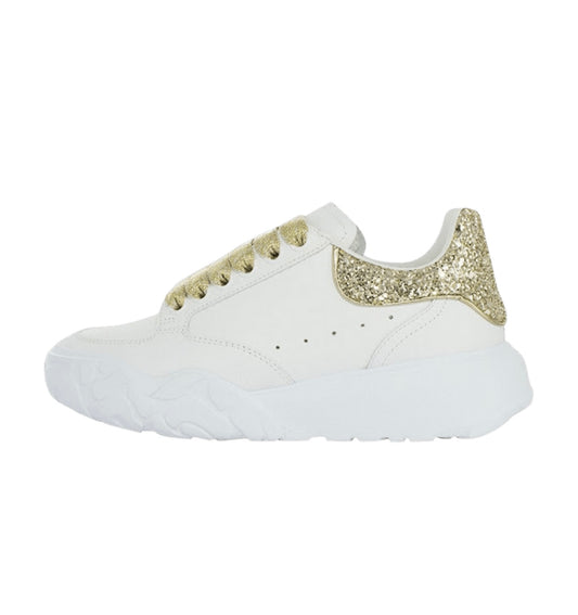 Alexander McQueen Court Chunky Low "White/Gold Glitter"