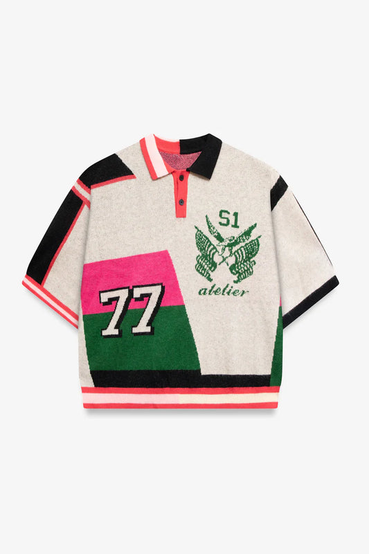 Shoot1st Derby Knit Polo "White Multi"