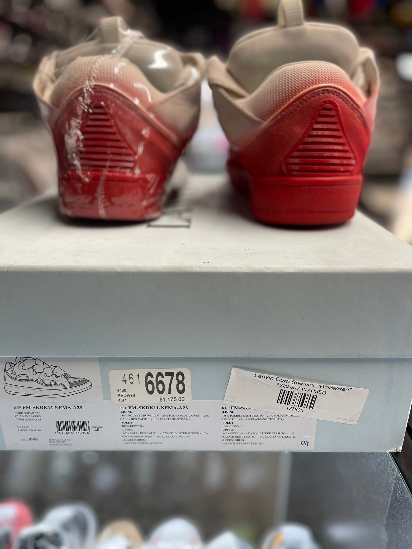 Lanvin Curb Sneaker "White/Red”