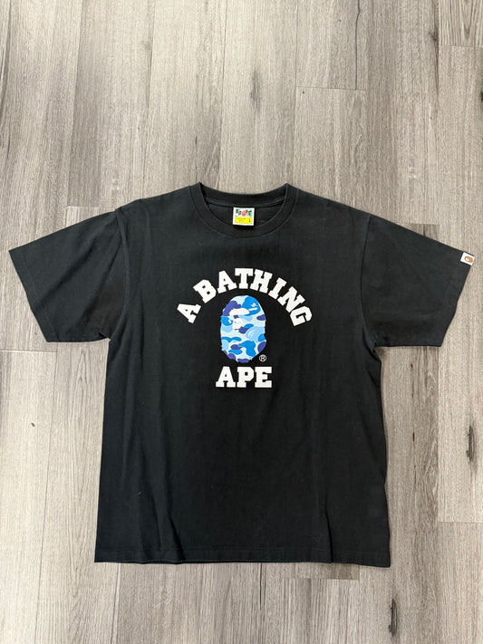 Bape Tee "Black Light Blue Camo Bape Head"