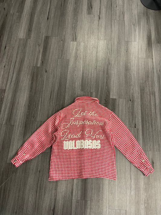 Valabasas Knit Button Up "Red/White"