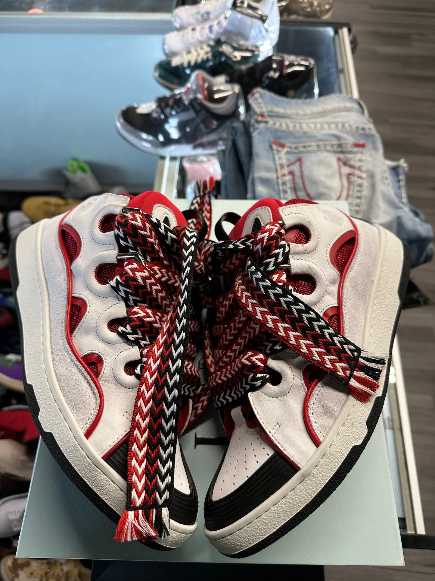 Lanvin Curb Sneaker "White/Red/Black"