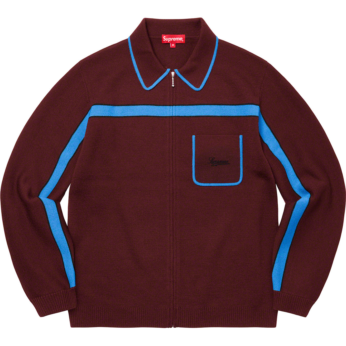 Supreme Chest Stripe Zip Up Cardigan