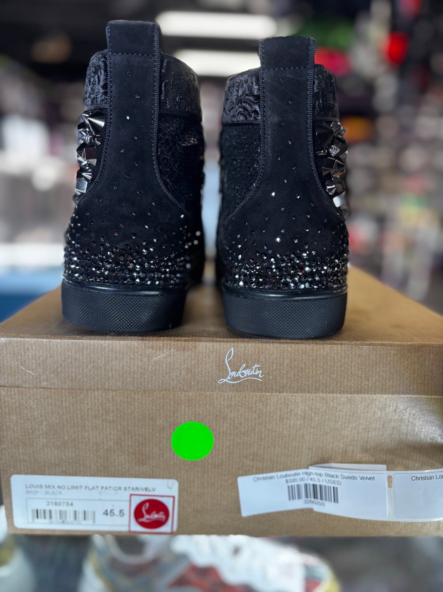Christian Louboutin High-Top Black Suede Velvet