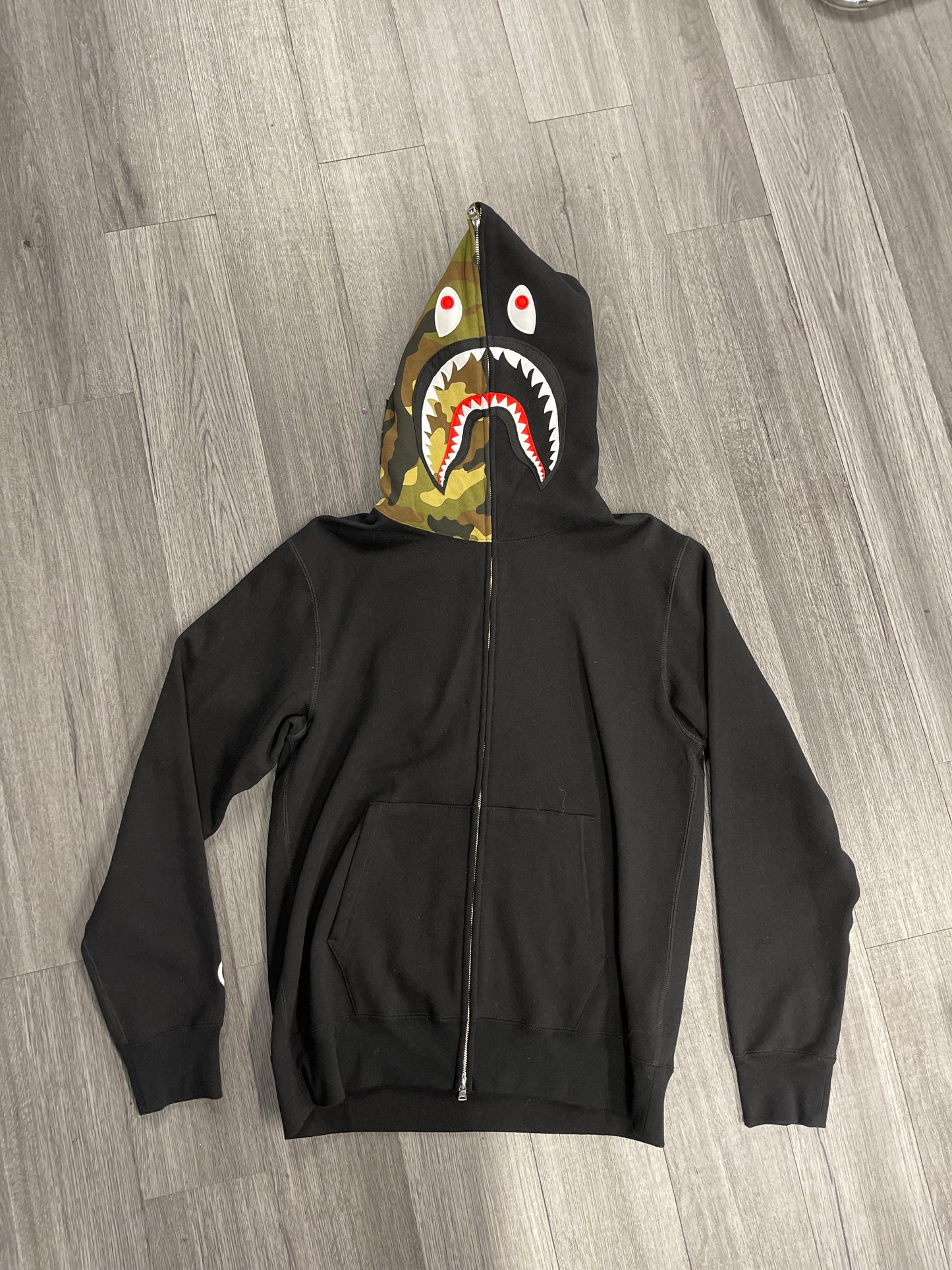 Bape Applique Shark Full-Zip Hoodie "Black"