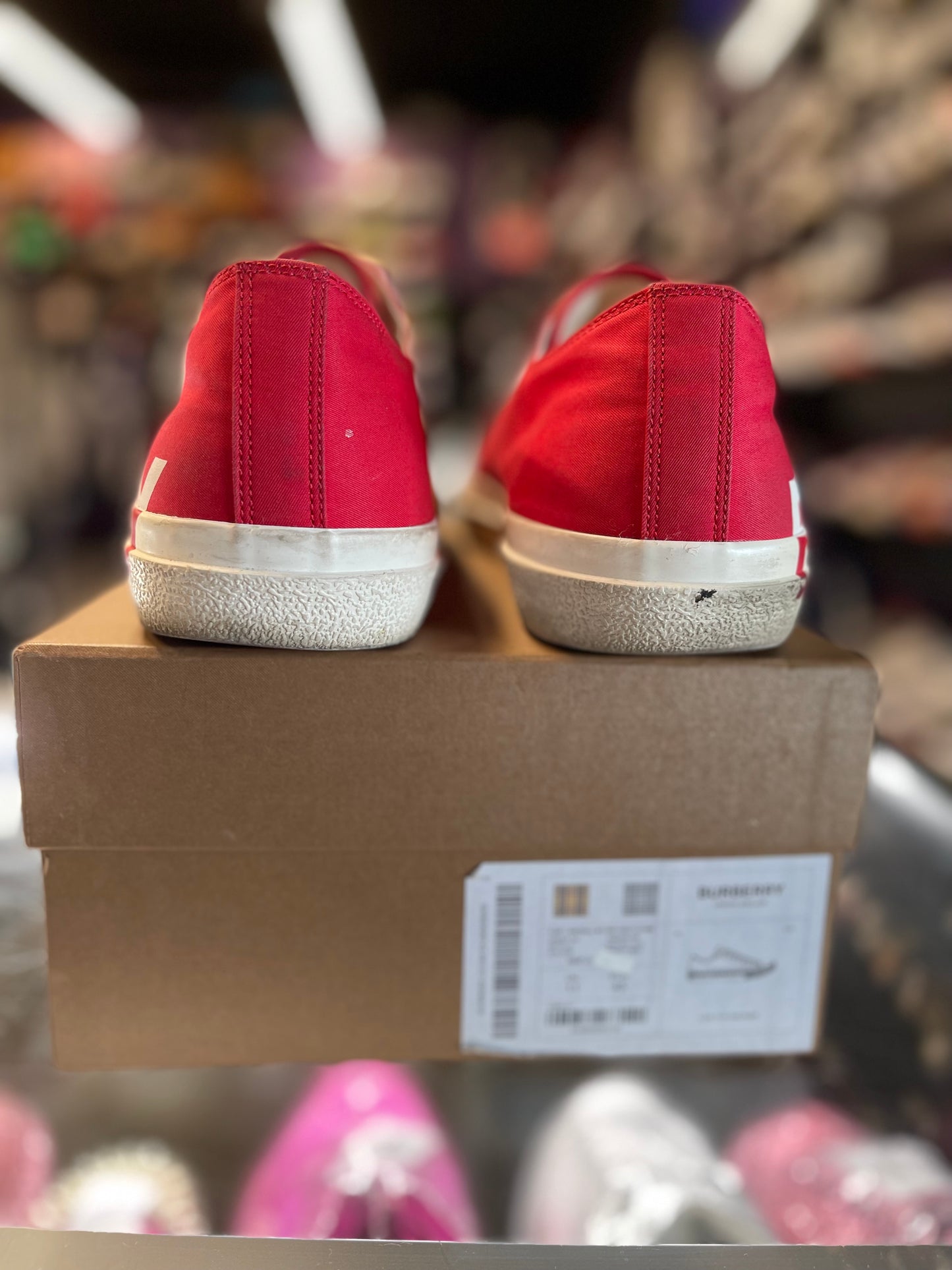 Burberry Gabardine Logo Print Low Sneaker "Red/White"