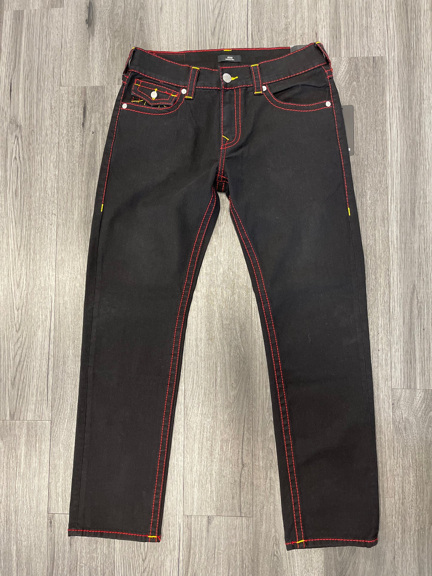 True Religion Pants 2SB Black Rinse Yellow Stitch