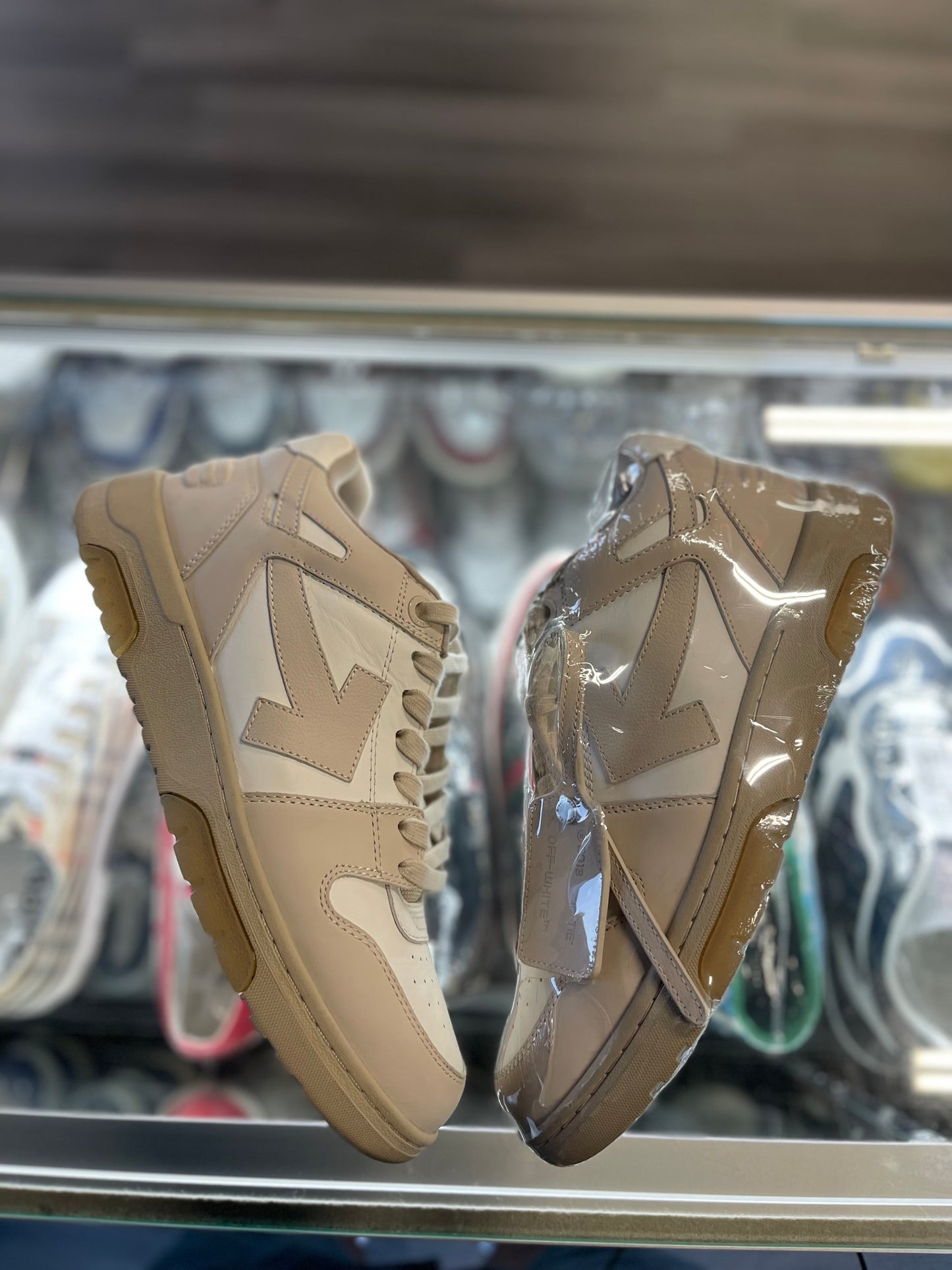 Off White Out Of Office "Leather Beige"