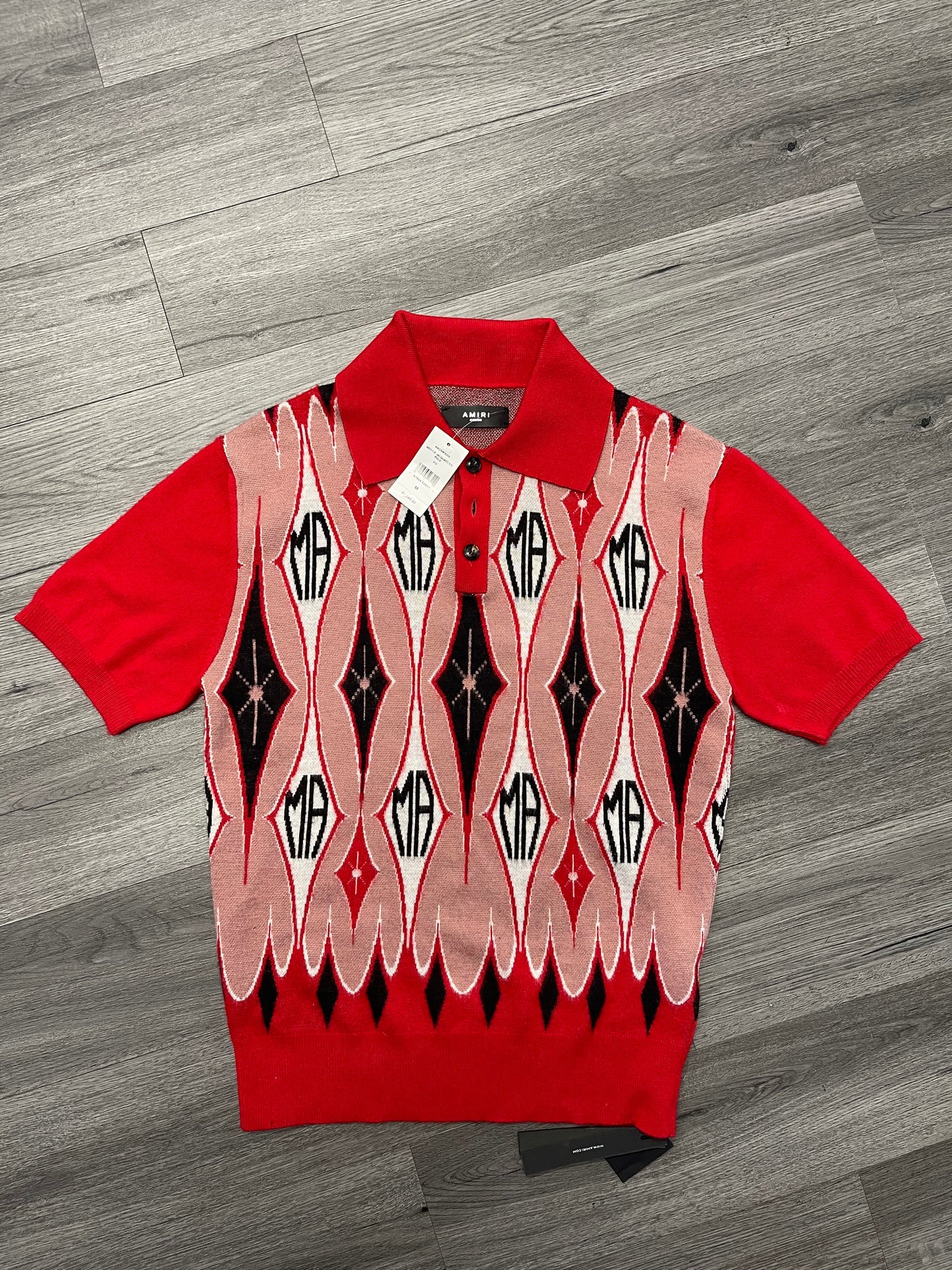 Amiri Argyle Jacquard Polo "Red"