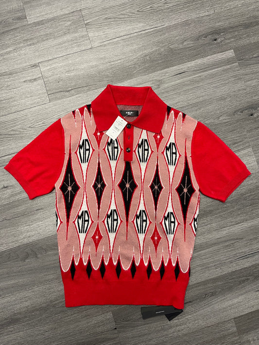 Amiri Argyle Jacquard Polo "Red"