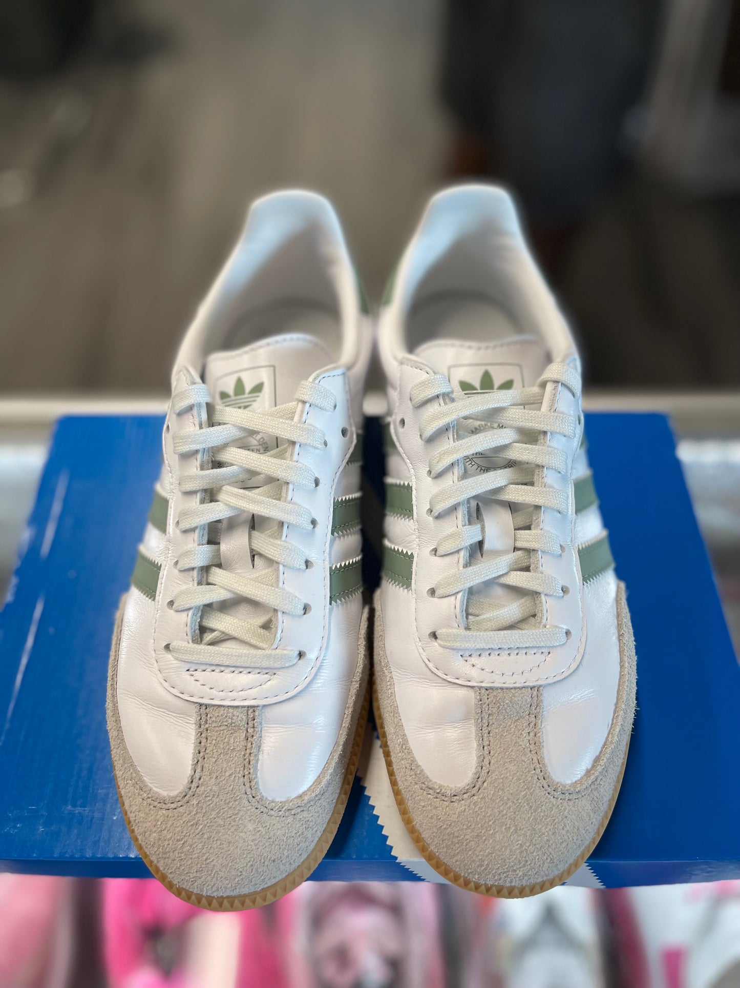2024 Adidas Samba OG J "Cloud White Silver Green"